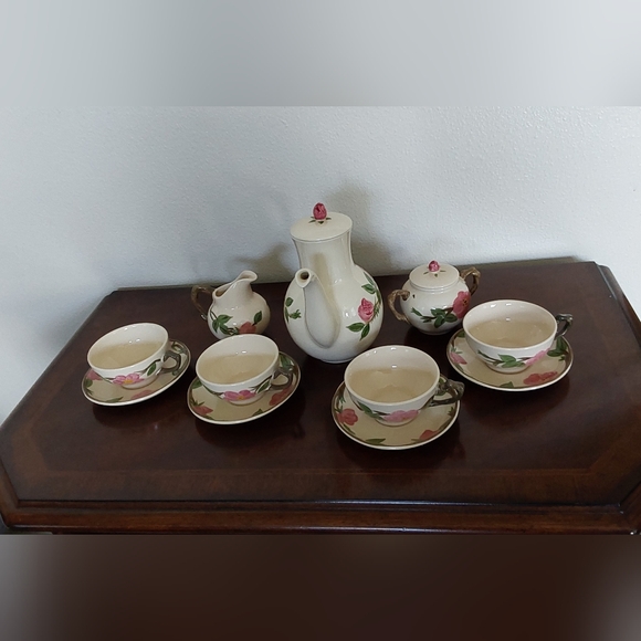 Franciscan Desert Rose Back Stamped 11 Pc Tea Set with Tea Pot & Creamer